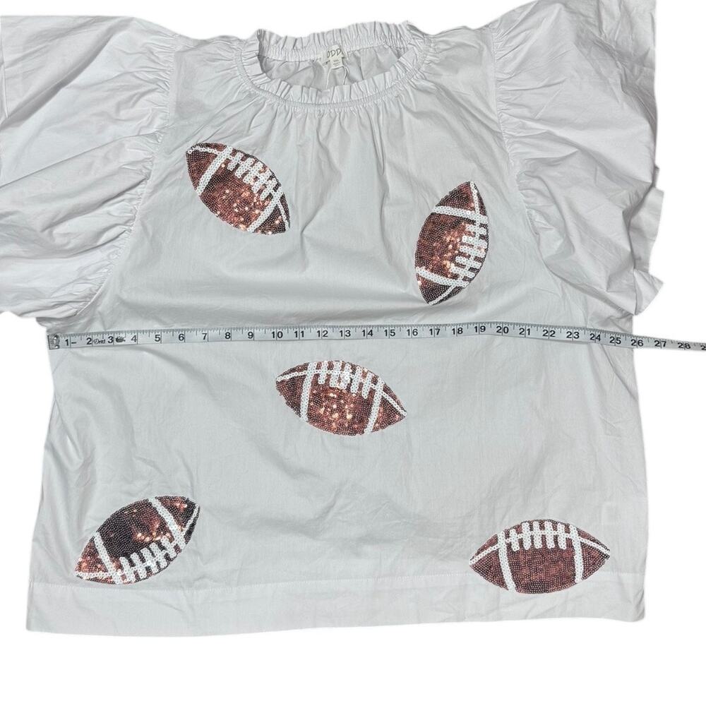 ODDY White Sequin Football Top with Ruffle Sleeve - Size 1XL - NWT - Picture 5 of 5
